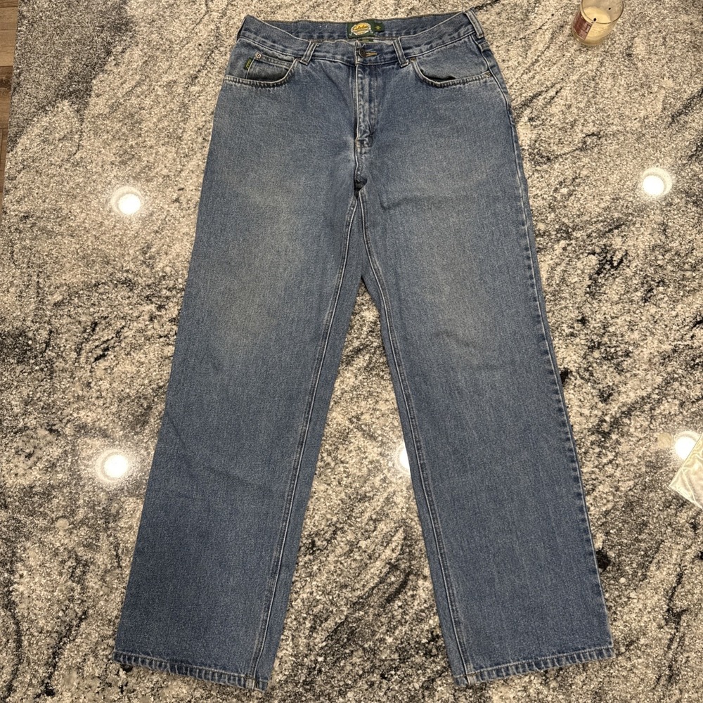 Cabela's Straight Leg Denim Blue Jeans Mens Size‎ 34x34 100% Cotton #552